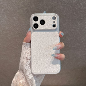 Lychee Grain Matte Skin Protection Phone Case For iPhone 18 17 16 15 14 13 Pro Max PU Leather Hybrid Shockproof Solid Back Cover