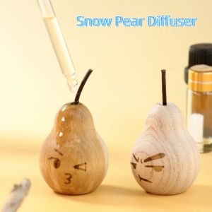 XYAX 2pcs Làm thủ công Máy khuếch tán tinh dầu Snow Pear Tự làm Dễ thương Tượng lê nhân tạo Mô hình gỗ nhỏ Tự nhiên Đồ trang trí bằng gỗ nguyên khối Phụ kiện gia đình