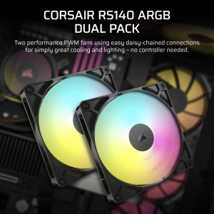 CORSAIR RS140 ARGB BLACK 140MM X1 PWM FANS : CO-9050182-WW CORSAIR RS140 ARGB BLACK 140MM X2 PWM FANS : CO-9050183-WW