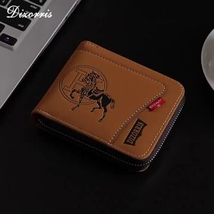 New mens chain wallet European and American retro style horizontal zipper bag fashionable short card holder coin purse wholesale