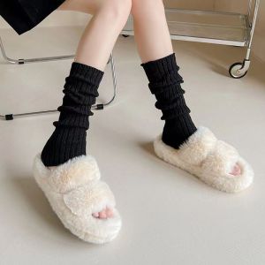 (50cm) White & Black Kaos Kaki Panjang Lolita Sock Kaos Kaki Leg Warmer Lolita Gothic Penghangat Kaki Cosplay