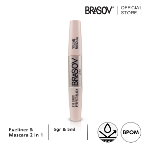 BRASOV Volume Mascara dan Eyeliner 2 in 1 MakeUp Waterproof BPOM XX-CT Black