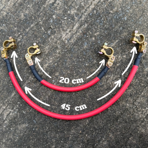 สายพ่วงแบตเตอรี่ สายพ่วงแบต โซล่าเซลล์ พร้อมขั้วแบตทองเหลือง ทนกระแสไฟสูง ยาว 20 cm และ 45 cm ราคาต่อเส้น สิ้นค้ามีตัวเลือกความยาว กะแสไฟดี