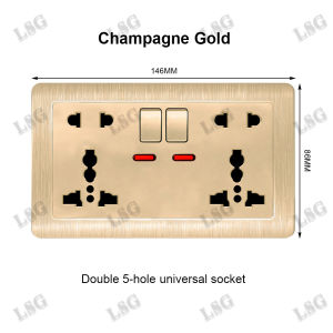 [LSG] Ổ cắm ổ cắm trên tường với điều khiển công tắc ổ cắm điện treo tường với cổng USB 2.1A sạc nhanh ổ cắm ổ cắm cho tường với chuyển đổi 146 loại đôi 5 lỗ ổ cắm Vàng sâm banh Bảng điều khiển PC 13A 250V Ổ cắm ổ cắm phổ thông cho nhà điện điểm