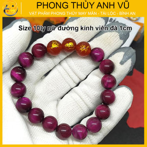 Vòng phong thủy mệnh thổ tam hợp thân tý thìn - chất liệu mắt hổ hồng - size 8 10ly cho nữ - có khai quang điểm nhãn may mắn tài lộc - bảo hành 12 tháng - PHONG THỦY ANH VŨ