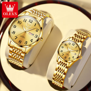 2PCS! OLEVS top automatic watch couple buy 1 take 1 original 2023 new sale waterproof luxury stainsteel steel mechanical watch gold/white