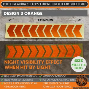 REFLECTIVE ARROW STICKERS FOR CAR TRUCK MOTORCYCLE HELMET ETC. SELF ADHESIVE VINYL STICKER DECALS WATERPROOF