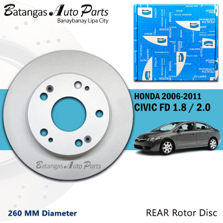 BENDIX ROTOR DISC HONDA CIVIC FD 2006-2011 REAR (260mm DIAMETER ...