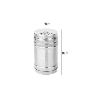 Stainless Steel Seasoning Jar Salt Sugar Shaker with Rotating Cover Condiment Spice Pepper Powder Bottle Container Kitchen Tool