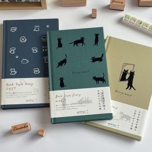 JIMEIXIAN01 Bìa cứng Sổ lịch 2027 Hình minh họa về mèo con/chó con. Danh sách việc cần làm Sổ vẽ minh họa Quà tặng Vỏ cứng Sổ tay ghi chép Lập kế hoạch hàng ngày.