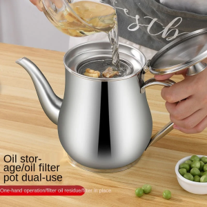 24oz Stainless Steel Oil Pot Filter Storage Holders Cooking Kitchen Strainer Container