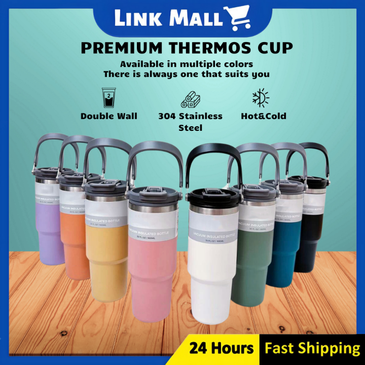 Image result for LINK Tumbler With Handle 600/890ml Stainless Steel Double Layer ...