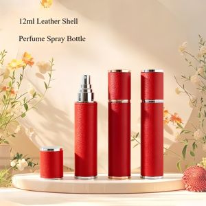 10ML High-End Refillable Glass Perfume Atomizer Rotary Press Design Portable Leather Wrapped Mini Liquid Cosmetic Container Travel Size Spray Bottle Elegant Gift For Women