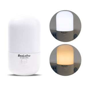 3W Two-color Energy Saving Night Light US Plug-in LED Feeding Socket Lamp Home Indoor Lighting Bedroom Night Bedside Lamp