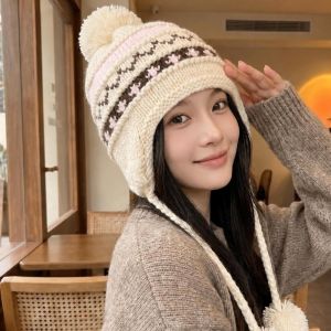 K9SEQ Ear Protection Knitted Woolen Hat Soft Lightweight Cycling Cap  Insulated Warm Beanie Hat Women
