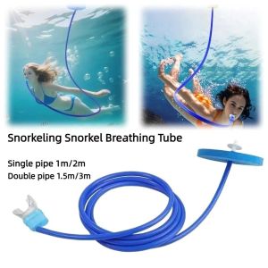 MIRELINA Anti-choking Water Full Dry Swimming Tube Single Tube/Double Tube Silicone Snorkeling Snorkel Breathing Tube Lightweight Diving Swimming Equipment Freediving Training