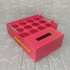 Tempat Aqua Gelas Botol Multifungsi 2 In 1 + Kotak Tisu Keranjang Air Mineral + Nampan Tray Keranjang Aqua Gelas Wadah Aqua Gelas Rak Aqua Gelas Tempat Tissue Kotak Tisu Vinyl