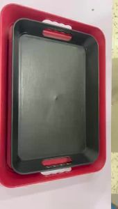 ถาดเสิร์ฟอาหาร มีกันลื่น พลาสติกABS เนื้อหนา ทรงสี่เหลี่ยม มีหูจับ ถาดรองจาน/รองแก้ว ถาดใส่อาหาร ถาดกันลื่น