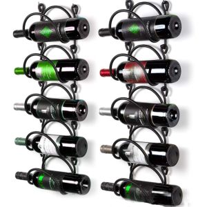 ZYJC 5 Layer Wine Rack Black/White Iron Wine Bottle Holder Versatile with Towel Rack Wine Display Shelf Home