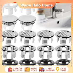 4PCS Universal Faucet Sink Hole Overflow Cover Kitchen Bathroom Basin Trim Overflow Round Ring  Round Hole Insert Spares for Bathroom Kitchen Sink Basin Replacement