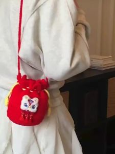 2026 New New Year childrens red envelope crossbody bag New Year lion dance bag red bag cute New Year gift
