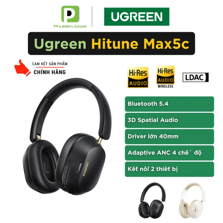 Tai nghe Bluetooth Ugreen Max5c | Hybrid ANC 43db | Kết nối 2 thiết bị | LDAC | Âm thanh 3D | BigBuy360 - bigbuy360.vn Tai nghe Bluetooth Ugreen Max5c | Hybrid ANC 43db | Kết nối 2 thiết bị | LDAC | Âm thanh 3D | BigBuy360 - bigbuy360.vn