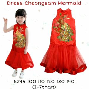 Dress Anak Imlek Qipao Cheongsam Mermaid Sequin
