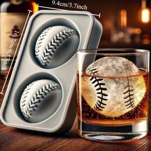 FFBH Baseball shaped Ice Cube Mold Silicone Material Spherical Ice Cube Mold Perfect for Making Unique Ice Cubes for Your Drinks X2Z8B