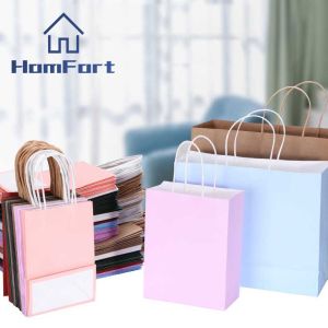 Paperbag Plain 5 Size 10 Color Multifunction Kraft Paper Bag with Handle Recyclable Bag Fashionable Goodies Bag Gift Paper Bags