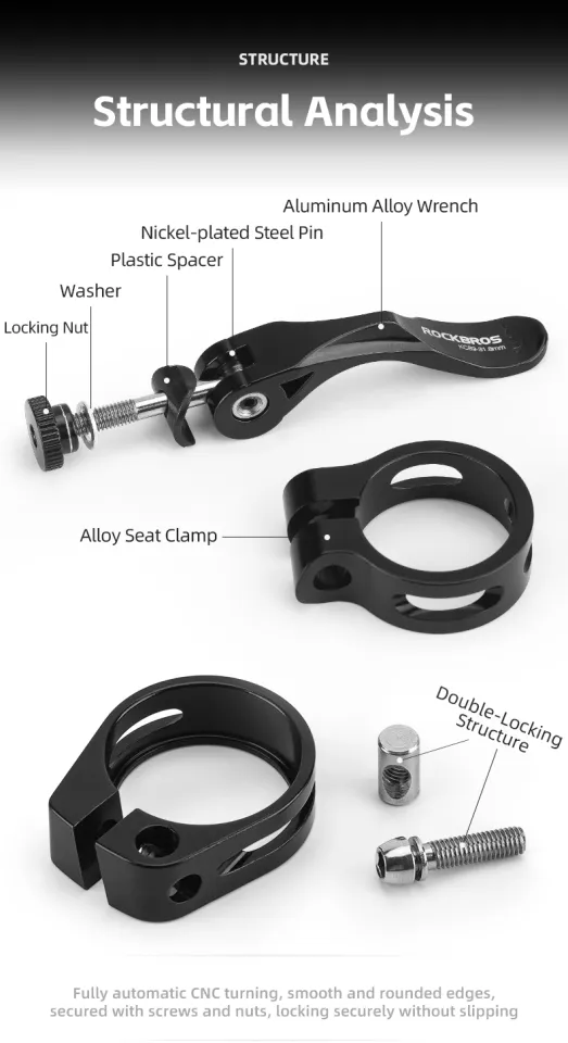ROCKBROS Road Bike MTB Seatpost Clamp Aluminum Alloy Quick