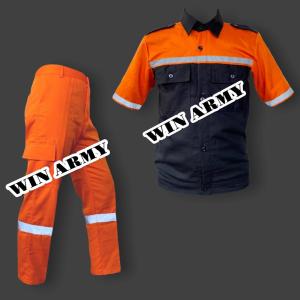 (COD) Kemeja two tone Wearpack Safety Baju Kerja Lengan Pendek Kombinasi Katelpak Kombinasi Kemeja 2 tone