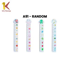 Satu Keluarga Penggaris Plastik 15cm Anak Pelajar Karakter Lucu A91 Plastic Ruler Cartoon Alat Tulis