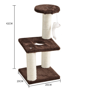 HATELI Khung leo trèo cho mèo Cột cào Cây chống chịu nhiệt Cây Sisal kèm đồ chơi hình chuột Sân chơi cho mèo con Đồ nội thất cho mèo cưng Bệ nhảy Cây cho mèo