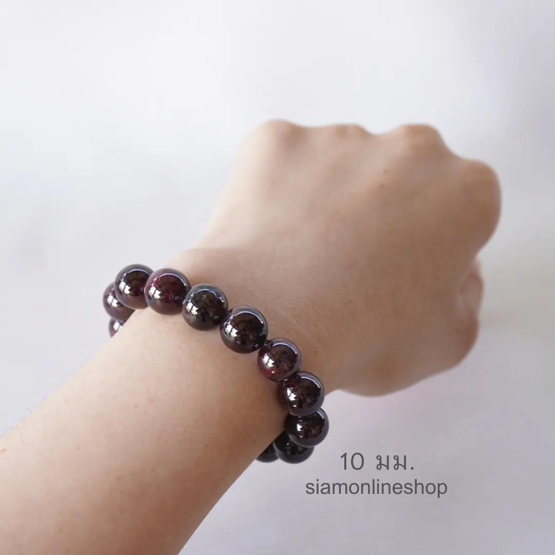 GARNET หินโกเมน จากพม่า เลือกขนาดเม็ดหินได้ (4-12 มม.) หินแห่งสุขภาพและความมั่นคง สร้อยข้อมือหินแท้