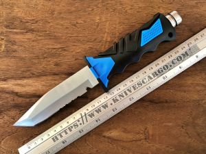 มีดดำน้ำด้ามสีน้ำเงินปลาย Tanto แบบ 5 ฟังก์ชั่น