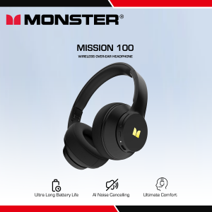 Monster Mission 100 Wireless Over-Ear Headphone MH22202 Black