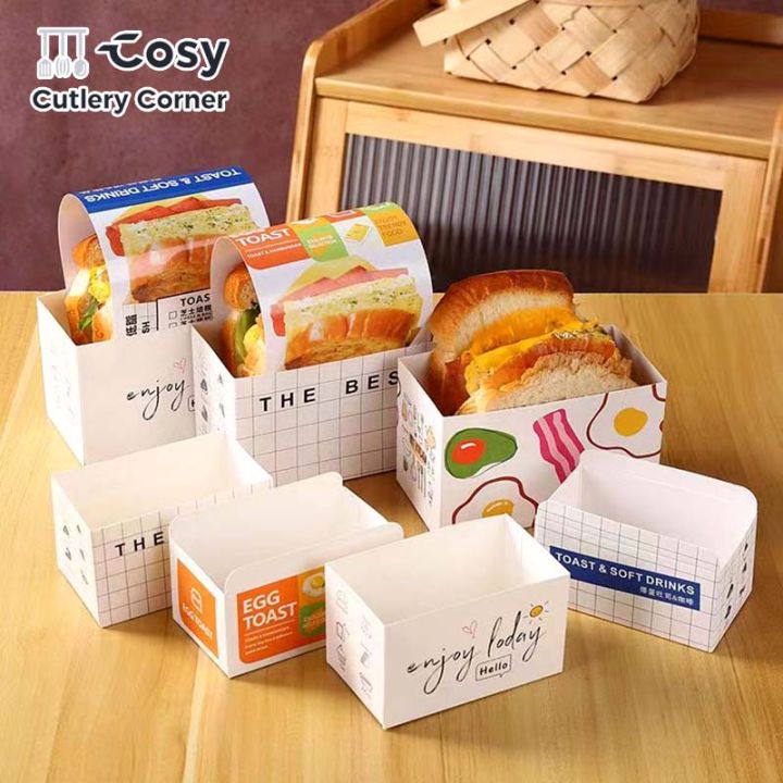 100pcs Egg Drop Sandwich Box Breakfast Toast Packing Paper Box ...