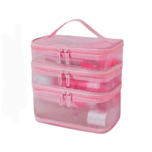 NEXASHOP Large Capacity Travel Cosmetic Bag Storage Transparent Mesh Toiletry Bag Portable 2/3 layer Makeup Organizer Bag Toiletries Organization