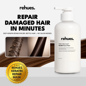 Rehues Keratin Repair Mask - Deep Nourishment for Stronger Shinier Hair with Hydrolyzed Keratin Argan Oil & Vitamin E - Salon-Grade Treatment for Damaged Hair