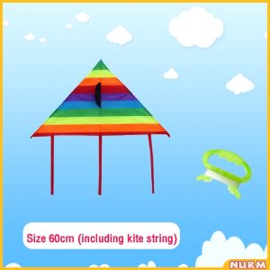 Nurm Colorful Butterfly Kite Triangular Rainbow Kites Children Outdoor Toy with Kite String