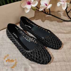Flat Shoes Jelly Anyam Wanita Kekinian 2025 | Sandal Casual Anti Slip Ringan Nyaman Korea Style Balance 2502