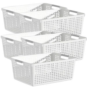 5Pcs Plastic Storage Basket / Kitchen Organizer / Household Bedroom Space Saver Trays / Sundries Storage Baskets with Handle