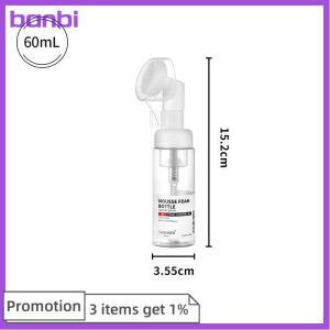 banbi 1PCS 30 60 100 150ml Empty Froth Foaming Pump Bottle With Silicone Brush Head Press Type Face Cleaning Foam Bottles