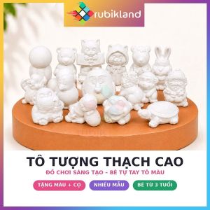 [3D Nhỏ] Tô Tượng Thạch Cao Cho Bé Đầy Đủ Màu Cọ Khay Bộ Tượng Tô Màu Đồ Chơi Trẻ Em Giải Trí