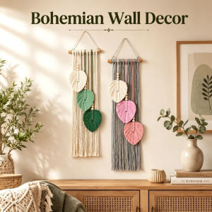Macrame Wall Hanging Hemp Rope Cotton Tassel Leaf Tapestry Boho Home Decor Living Room Bedroom
