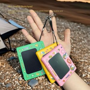 CHENGXU พร้อมพวงกุญแจ กระดานวาดรูปขนาดเล็ก พวงกุญแจแบบห้อย ร่างเส้นขยุกขยิก แผ่นเขียนขนาดเล็ก น่ารักน่ารักๆ ไดโนเสาร์ไดโนเสาร์ไดโนเสาร์ กระดานกราฟฟิตีขนาดเล็ก สำหรับเด็กๆ