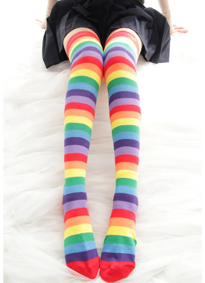 Over The Knee Socks Elastic Striped Basic Ladies Long Women Stocking Cotton  AU**