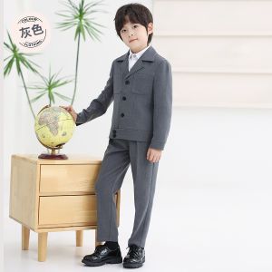2PCS Children Formal Suit Set Pure Color Korean Gentleman Blazer Host Piano Performance Costume Blazer For Boy