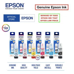 100% Original Epson 057 ink bottle 70ml  ( Set of 6 ) for  Epson L8050 / Epson L18050 Printer  ( Black / Cyan / Magenta / Yellow / Light Cyan / Light Magenta )