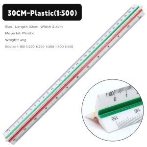 XENMART 10/15/30cm Triangular Scale 1:20-1:500 Drafting Measure Tool Metric Scale Ruler Multi-functional Metal/Plastic Proportional Scale Engineer